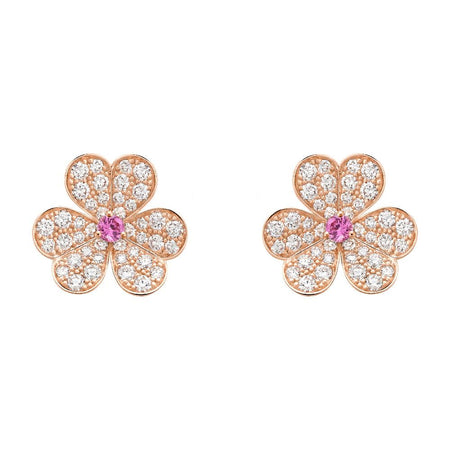 [LOXURA]FRIVOLE PINK GOLD FLOWER DIAMOND EARRINGS