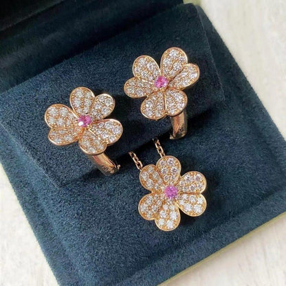 [LOXURA]FRIVOLE PINK GOLD FLOWER DIAMOND EARRINGS