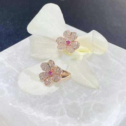 [LOXURA]FRIVOLE PINK GOLD FLOWER DIAMOND EARRINGS