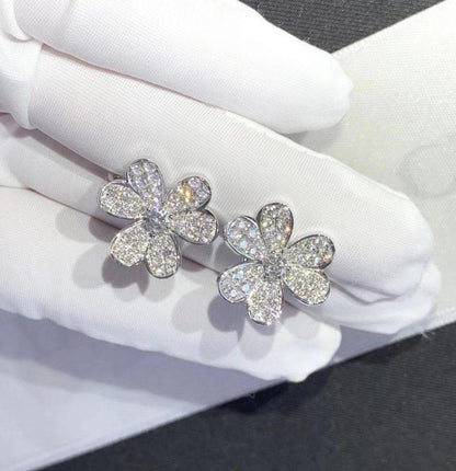 [LOXURA]FRIVOLE SILVER FLOWER DIAMOND EARRINGS