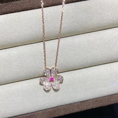 [LOXURA]FRIVOLE ROSE GOLD FLOWER DIAMOND NECKLACE