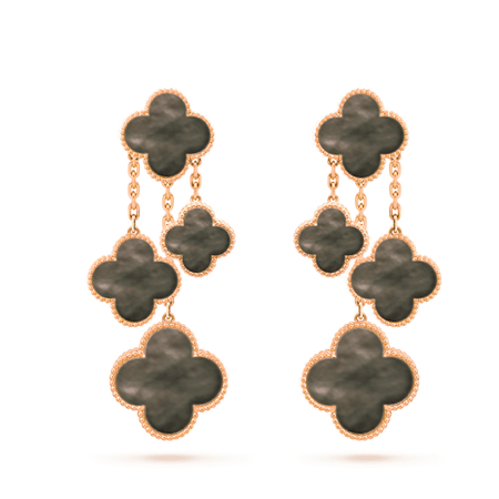 [LOXURA]CLOVER EARRINGS DARK MOP 4 MOTIFS ROSE GOLD
