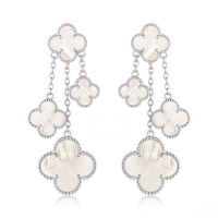 [LOXURA]CLOVER EARRINGS WHITE MOP 4 MOTIFS SILVER