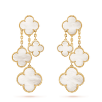 [LOXURA]CLOVER EARRINGS WHITE MOP 4 MOTIFS GOLD