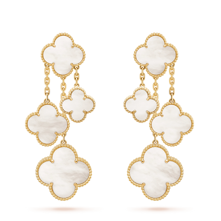 [LOXURA]CLOVER EARRINGS WHITE MOP 4 MOTIFS GOLD
