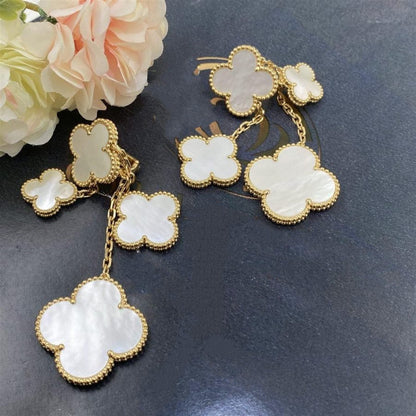 [LOXURA]CLOVER EARRINGS WHITE MOP 4 MOTIFS GOLD