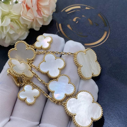 [LOXURA]CLOVER EARRINGS WHITE MOP 4 MOTIFS GOLD