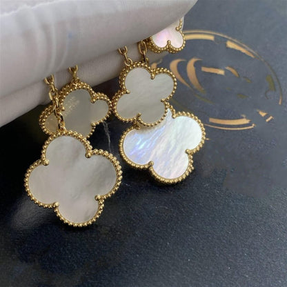 [LOXURA]CLOVER EARRINGS WHITE MOP 4 MOTIFS GOLD