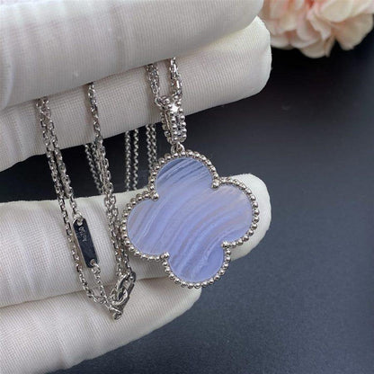 [LOXURA]CLOVER SILVER CHALCEDONY BIG CLOVER NECKLACE