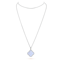 [LOXURA]CLOVER SILVER CHALCEDONY BIG CLOVER NECKLACE