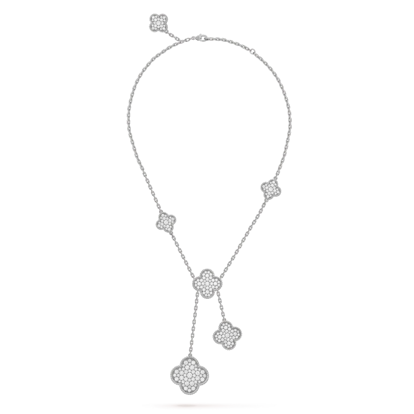 [LOXURA]CLOVER 5 MOTIFS SILVER DIAMONDS NECKLACE
