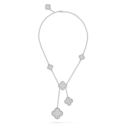 [LOXURA]CLOVER 5 MOTIFS SILVER DIAMONDS NECKLACE