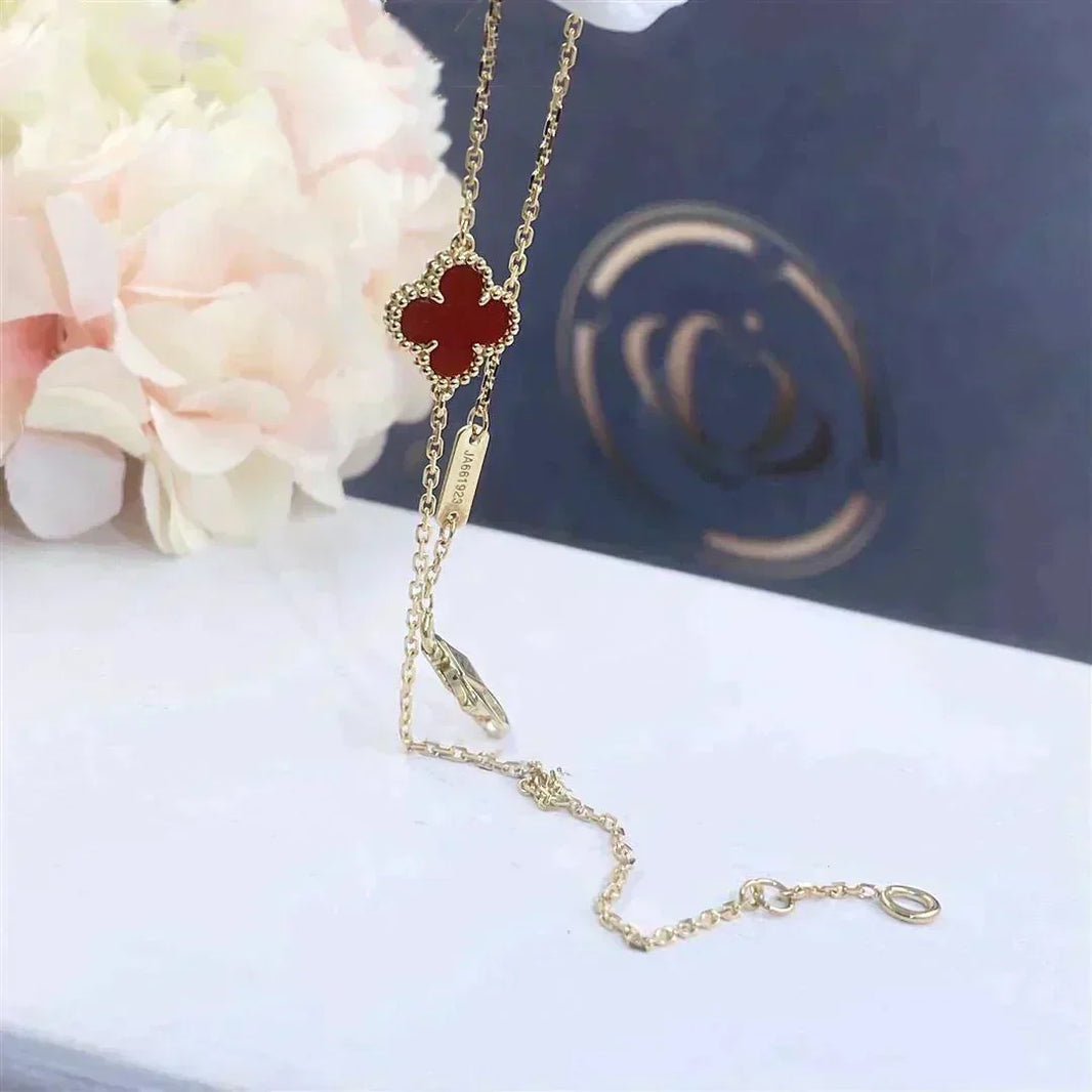 [LOXURA]CLOVER  CARNELIAN SINGLE FLOWER BRACELET