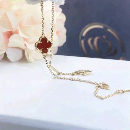 [LOXURA]CLOVER  CARNELIAN SINGLE FLOWER BRACELET