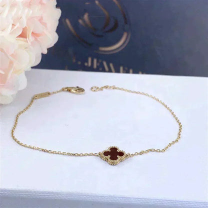 [LOXURA]CLOVER  CARNELIAN SINGLE FLOWER BRACELET