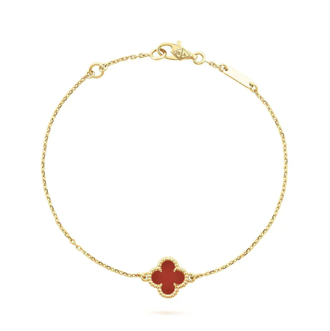 [LOXURA]CLOVER  CARNELIAN SINGLE FLOWER BRACELET