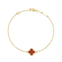 [LOXURA]CLOVER  CARNELIAN SINGLE FLOWER BRACELET
