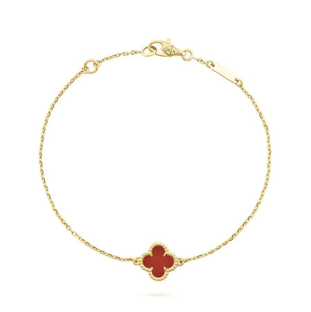 [LOXURA]CLOVER  CARNELIAN SINGLE FLOWER BRACELET