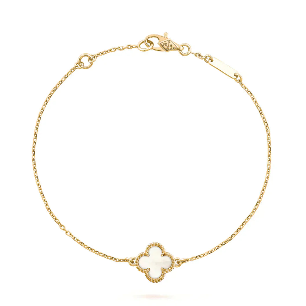 [LOXURA]CLOVER WHITE MOP SINGLE FLOWER BRACELET