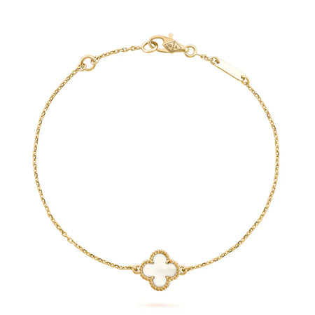 [LOXURA]CLOVER WHITE MOP SINGLE FLOWER BRACELET