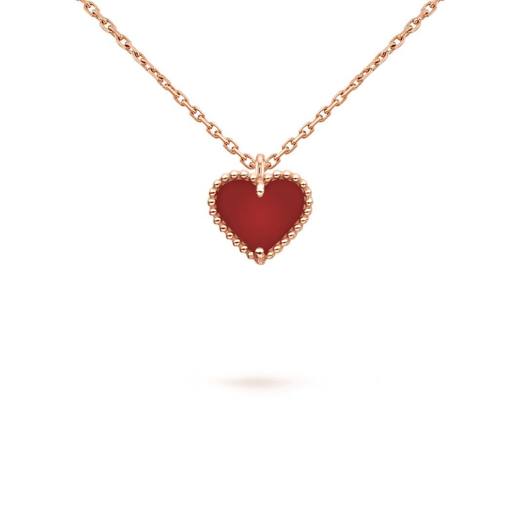 [LOXURA]SWEET CLOVER CARNELIAN HEART NECKLACE