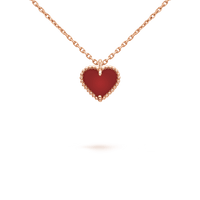 [LOXURA]SWEET CLOVER CARNELIAN HEART NECKLACE