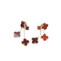 [LOXURA]CLOVER EARRINGS CARNELIAN 4 MOTIFS PINK GOLD