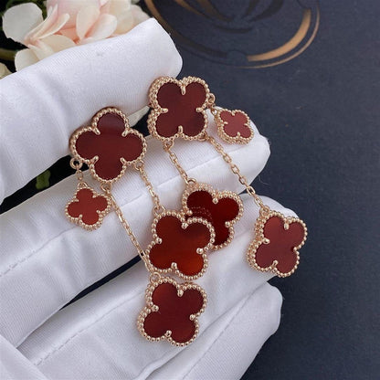 [LOXURA]CLOVER EARRINGS CARNELIAN 4 MOTIFS PINK GOLD