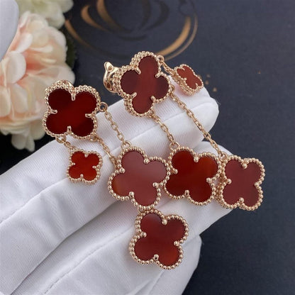 [LOXURA]CLOVER EARRINGS CARNELIAN 4 MOTIFS PINK GOLD