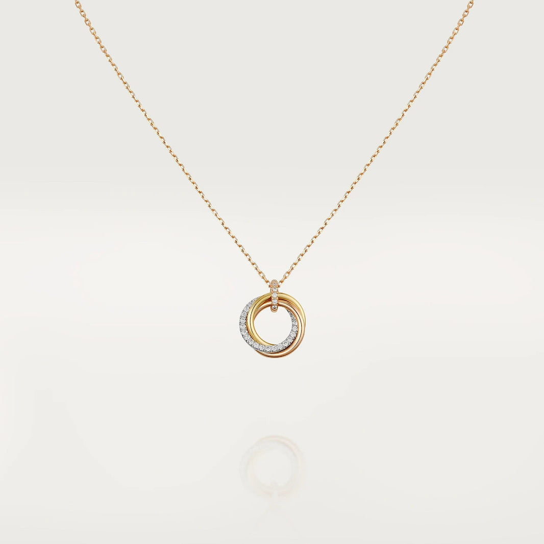 [LOXURA]TRINITY NECKLACE SILVER GOLD PINK GOLD DIAMONDS