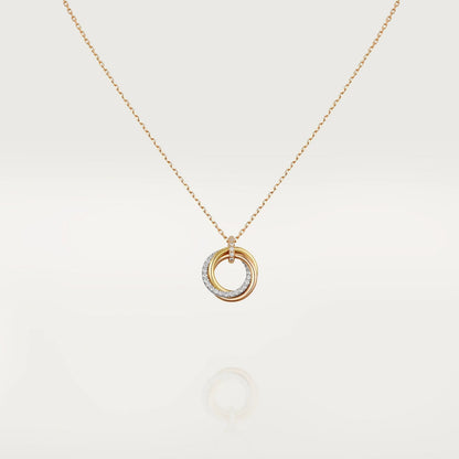 [LOXURA]TRINITY NECKLACE SILVER GOLD PINK GOLD DIAMONDS