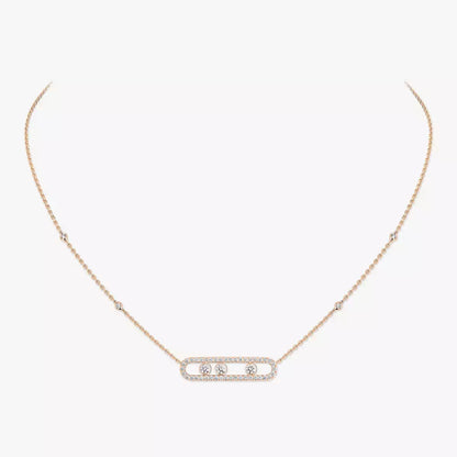 [LOXURA] Move Pave_ Rose Gold Diamond Necklace
