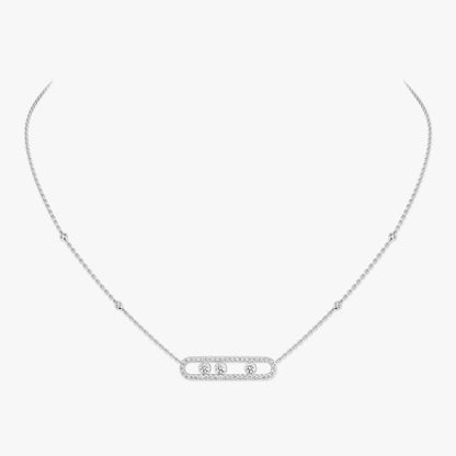 [LOXURA] Move Pave_ Rose Gold Diamond Necklace