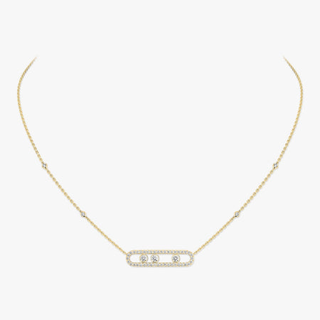 [LOXURA] Move Pave_ Rose Gold Diamond Necklace