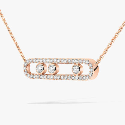 [LOXURA] Move Pave_ Rose Gold Diamond Necklace