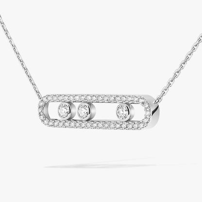 [LOXURA] Move Pave_ Rose Gold Diamond Necklace