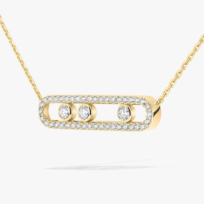 [LOXURA] Move Pave_ Rose Gold Diamond Necklace