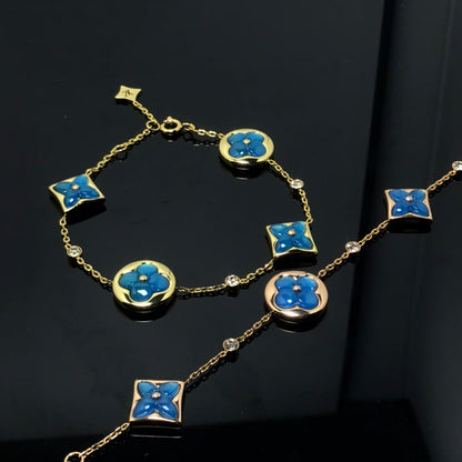 [LOXURA]STAR AND SUN 4 MOTIF BLUE BRACELET