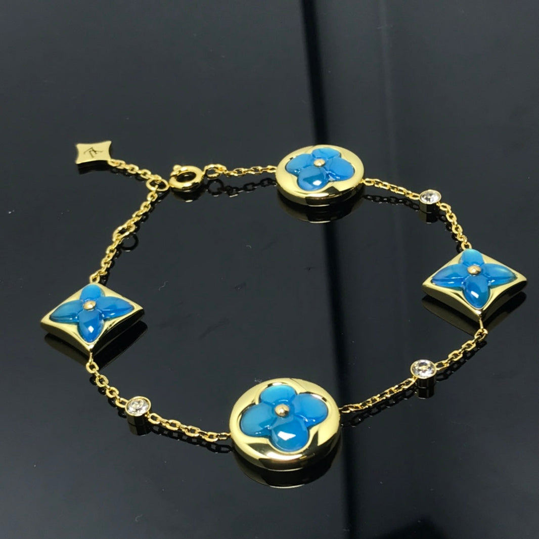 [LOXURA]STAR AND SUN 4 MOTIF BLUE BRACELET