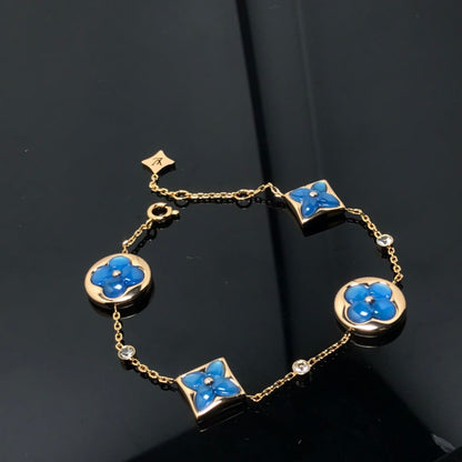 [LOXURA]STAR AND SUN 4 MOTIF BLUE BRACELET