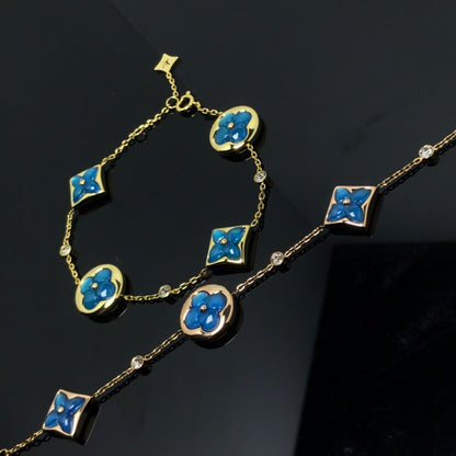 [LOXURA]STAR AND SUN 4 MOTIF BLUE BRACELET