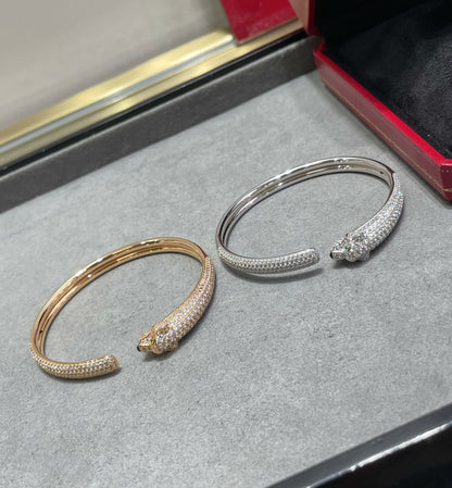 [LOXURA]PANTHERE FULL DIAMOND OPEN BRACELET
