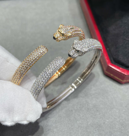 [LOXURA]PANTHERE FULL DIAMOND OPEN BRACELET
