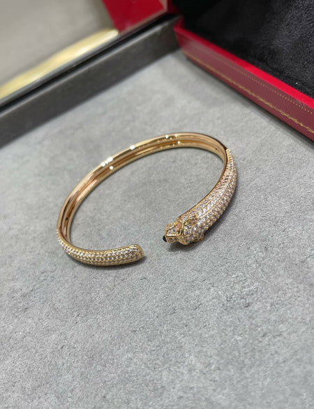 [LOXURA]PANTHERE FULL DIAMOND OPEN BRACELET