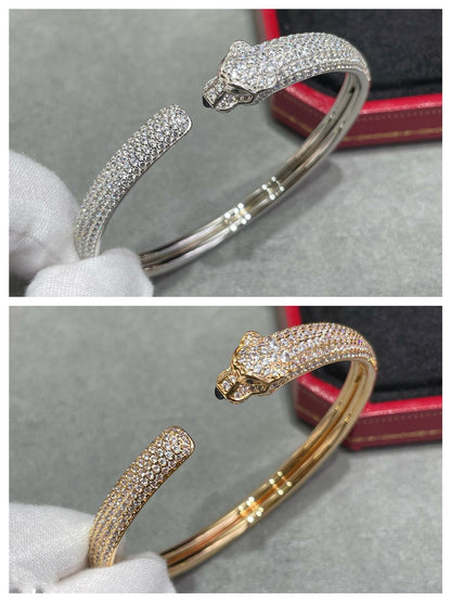 [LOXURA]PANTHERE FULL DIAMOND OPEN BRACELET