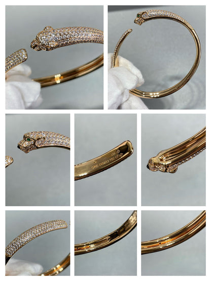 [LOXURA]PANTHERE FULL DIAMOND OPEN BRACELET