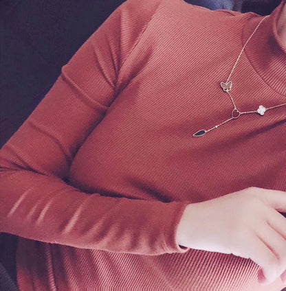 [LOXURA]LUCKY SPRING 4 MOTIFS ROSE GOLD NECKLACE