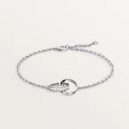 [LOXURA]LOVE DOUBLE RING HALF DIAMOND BRACELET