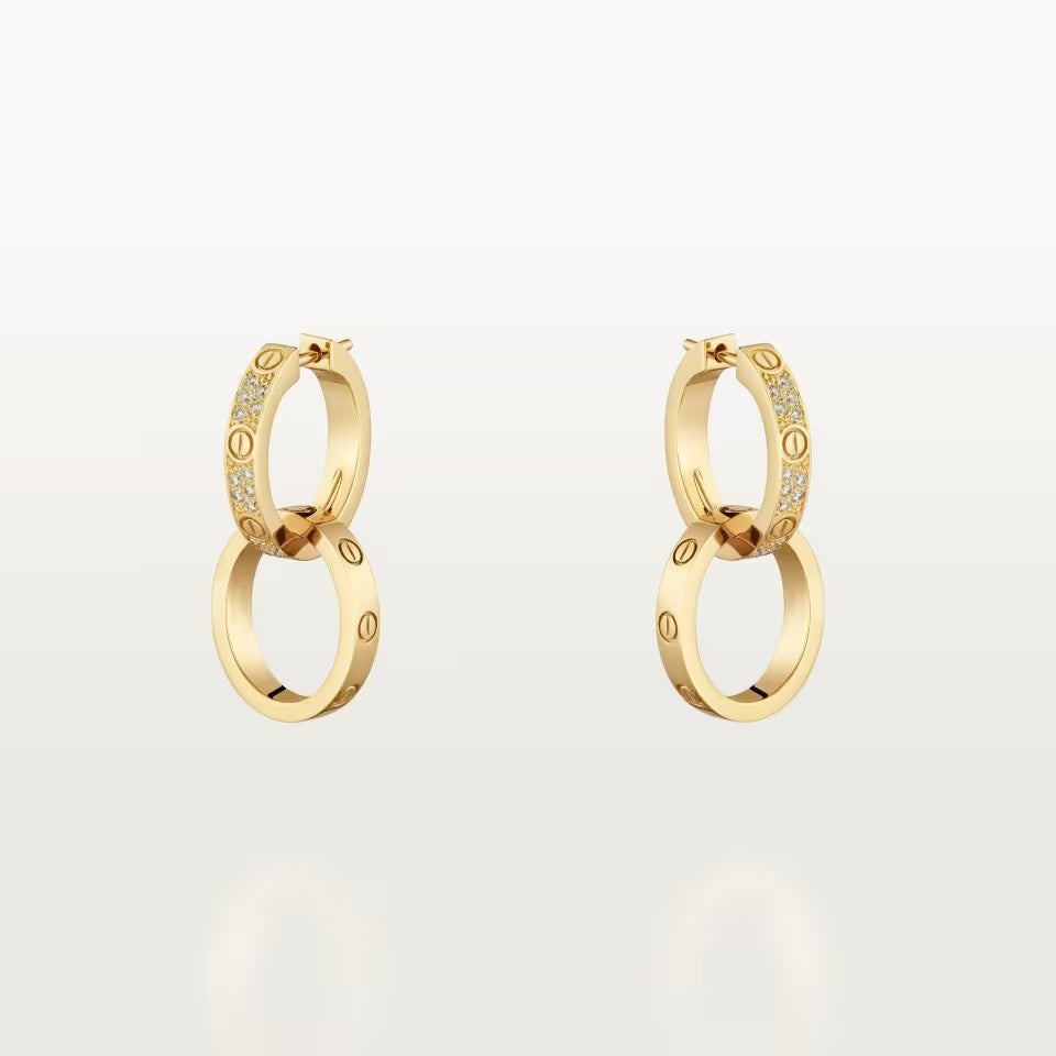 [LOXURA]LOVE 3.3MM DANGLE HALF DIAMOND EARRINGS
