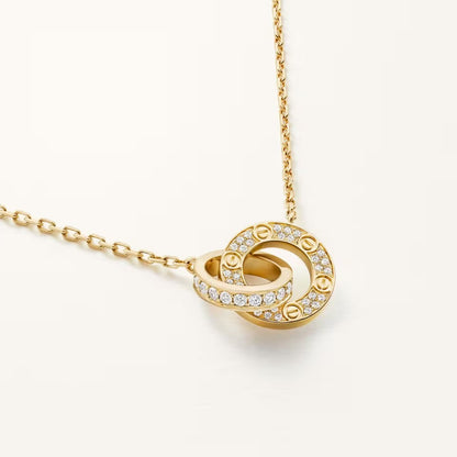 [LOXURA]LOVE  FULL DIAMOND PENDANT NECKLACE